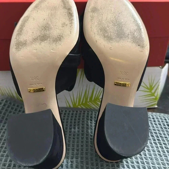 Gucci Black Suede GG Marmont Fringed Mules - Picture 5 of 6